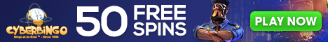 CyberBingo Casino $20 + 50 free spins no deposit bonus