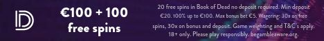 Dunder Casino 20 Free Spins no deposit bonus 100% bonus