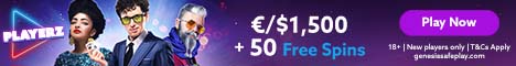Playerz Casino $/€1500 Bonus + 50 Free Spins